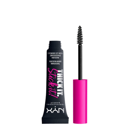 NYX Thick It Stick It Máscara de Cejas, Define y Rellena, Tono Black, 7 ml | Textura en gel ligera y resistente al agua, fórmula vegana, cobertura modulable con acabado natural que dura hasta 16 horas