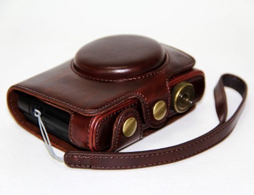MegaGear "Ever Ready" Protective Leather Camera Case, Bag for Case for Panasoníc LF1 (Dark Brown)