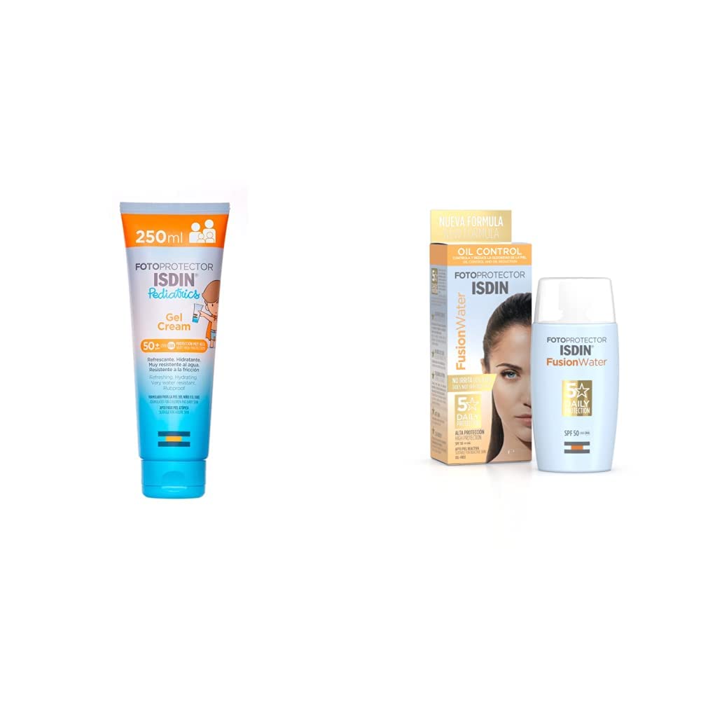 ISDIN Fotoprotector Pediatrics Gel Cream SPF 50+ Corporal para Niños y Bebés, 250 ml - Fotoprotector Pediatrics Gel Cream + Fusion Water