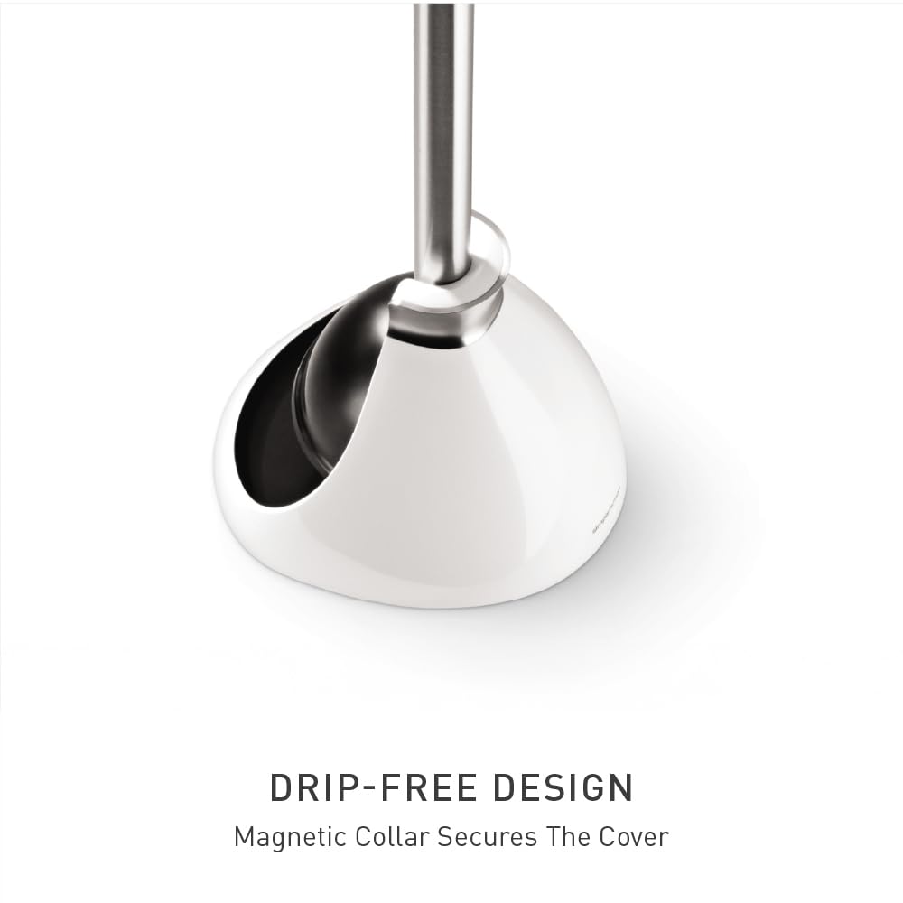 Simplehuman, Desatascador y Estantería, Acero Inoxidable, Blanco