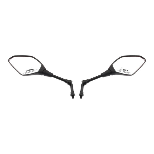 Italika F10010201 Juego Espejos con Logo y Leyenda, Negro