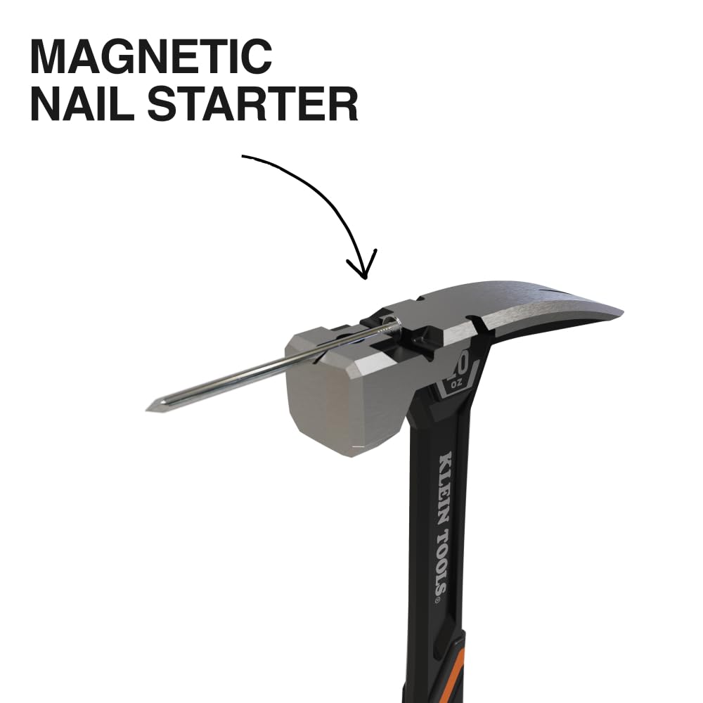 Klein Tools H80920S - Martillo de encuadre de cara lisa con garra recta, acero forjado de 20 onzas, extractor de uñas magnético y cara cuadrada extragrande