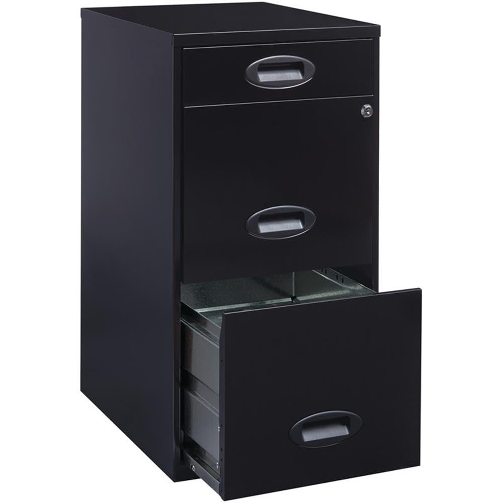 Office Dimensions - Archivador Organizador de Metal con 3 cajones (45,7 cm de Profundidad), Color Negro