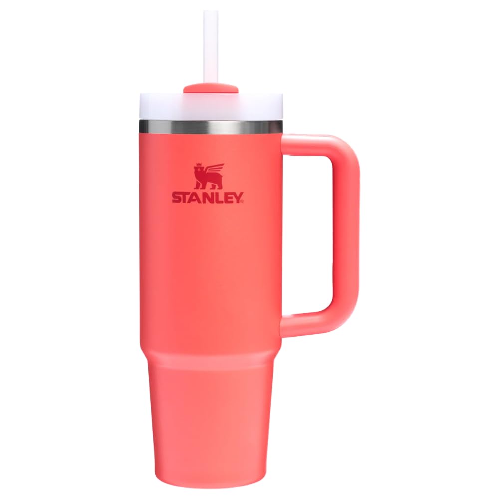 Stanley Quencher FlowState 887 ml Termo con Popote, Acero Inoxidable - Hot Coral