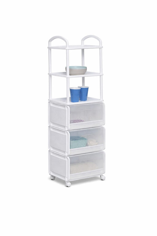 Italhome Estante Organizador Multiusos de Plástico con Cajones y Repisas, Alacena de 6 Niveles Modelo Sena