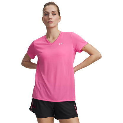 Under Armour Tech Playera Manga Corta Cuello en V Mujer - (637) Pink Frenzy - Prime Pink - M