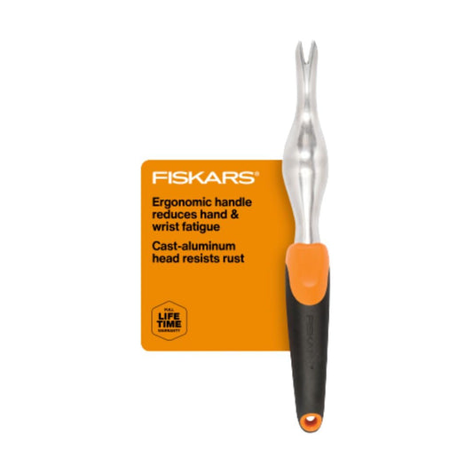 Fiskars Ergo Herramienta de deshierbe, Herramienta de Mano de jardinería Resistente con Mango ergonómico y Agujero para Colgar para Almacenamiento, Elimina malezas y raíces como Dientes de león y