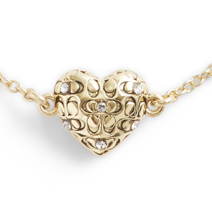 COACH - Pulsera acolchada para mujer, Una talla, Latón, Circonita cúbica