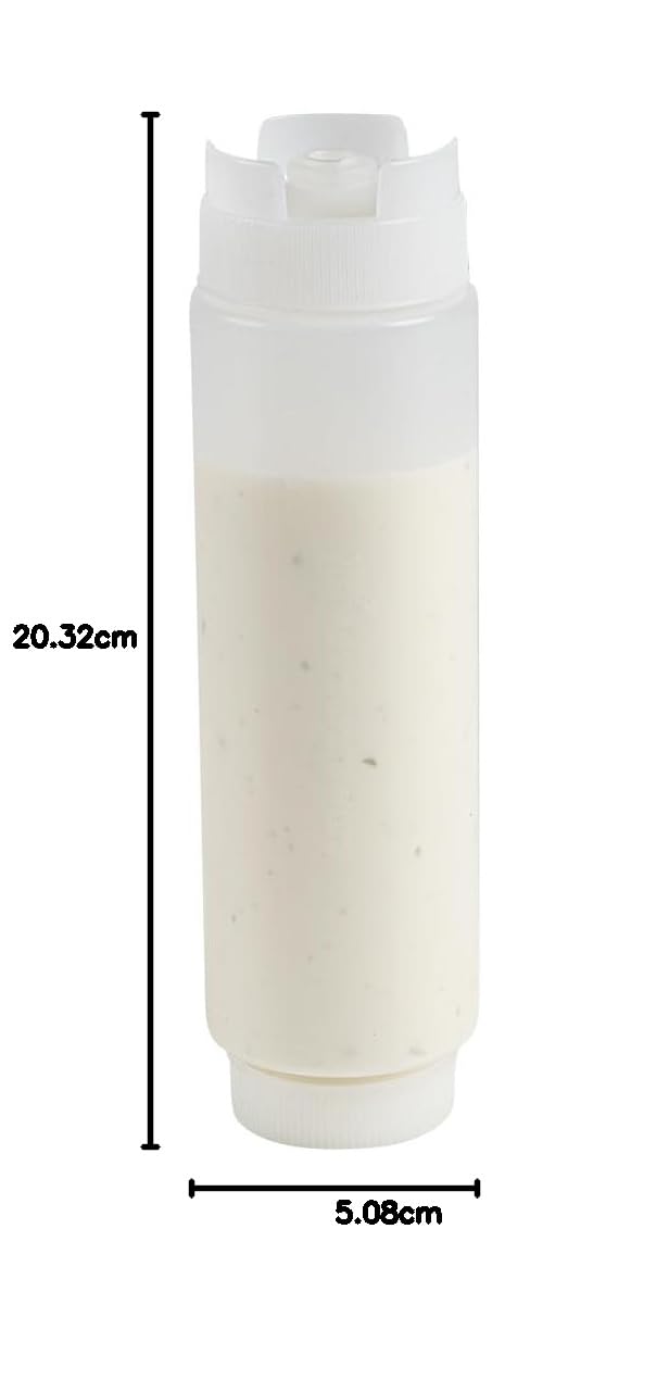 Restaurantware First In First Out Botella Exprimidora | 16 oz, 6 tapas recargables, punta dispensadora de precisión, flexible de plástico, para condimentos