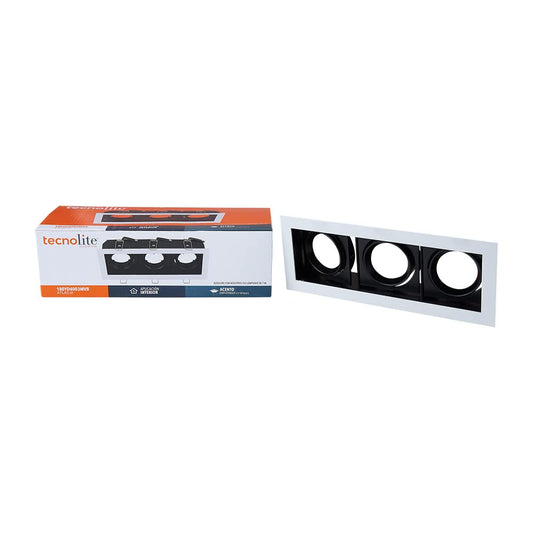 Tecnolite Lámpara Downlight Empotrable Dirigible, Potencia Máx. 180 W, 3 Bases GX5.3/GU10, No incluye focos