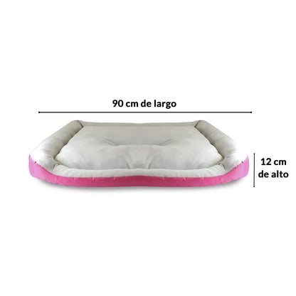 Fancy Pets Cama Rizzo con Colchoneta Impermeable para Perro, Acolchada, Resistente y Fácil de Limpiar, 84 x 73 cm, Color Rosa