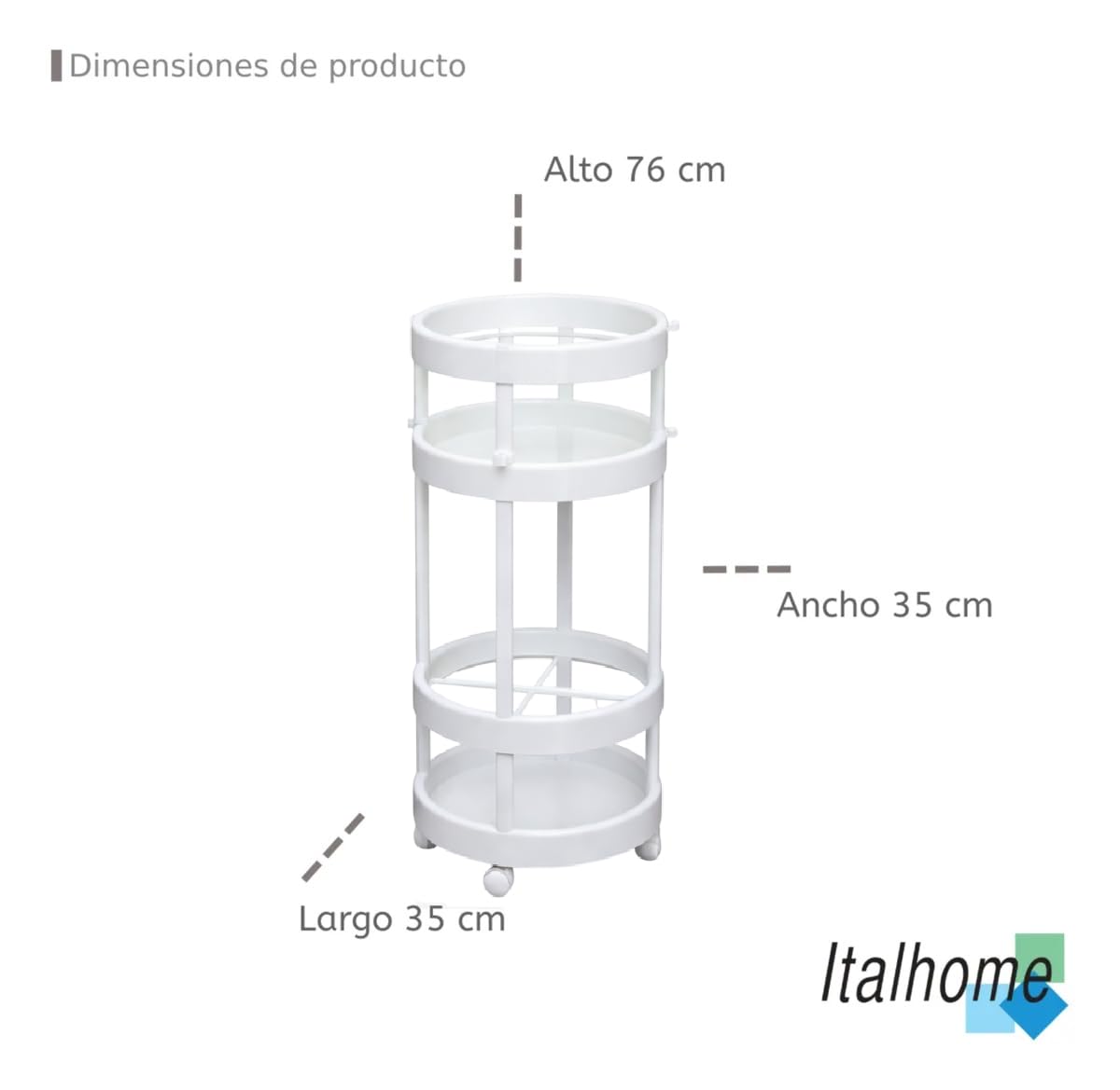 Italhome Carrito para Productos De Limpieza Caddy 4 Niveles