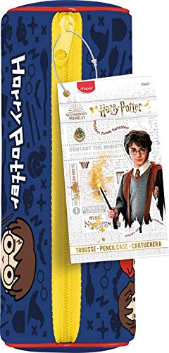 Maped - Estuche Escolar Harry Potter KIDS - Tacto Suave - Estuche Escolar Formato Tubo - Tejido Neopreno Antidesgarro - Cremallera Metálica Fuerte - Licencia Oficial Harry Potter Color Azul
