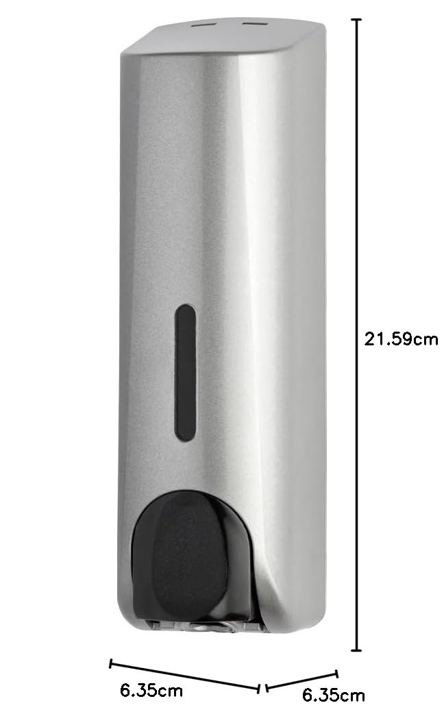 EZPULL Draco 1120-3R - Dispensador de jabón para Pared, 2 Unidades, 350 ml, Color Blanco y Plateado, Plateado (Single Silver), Single Silver, 1, 1