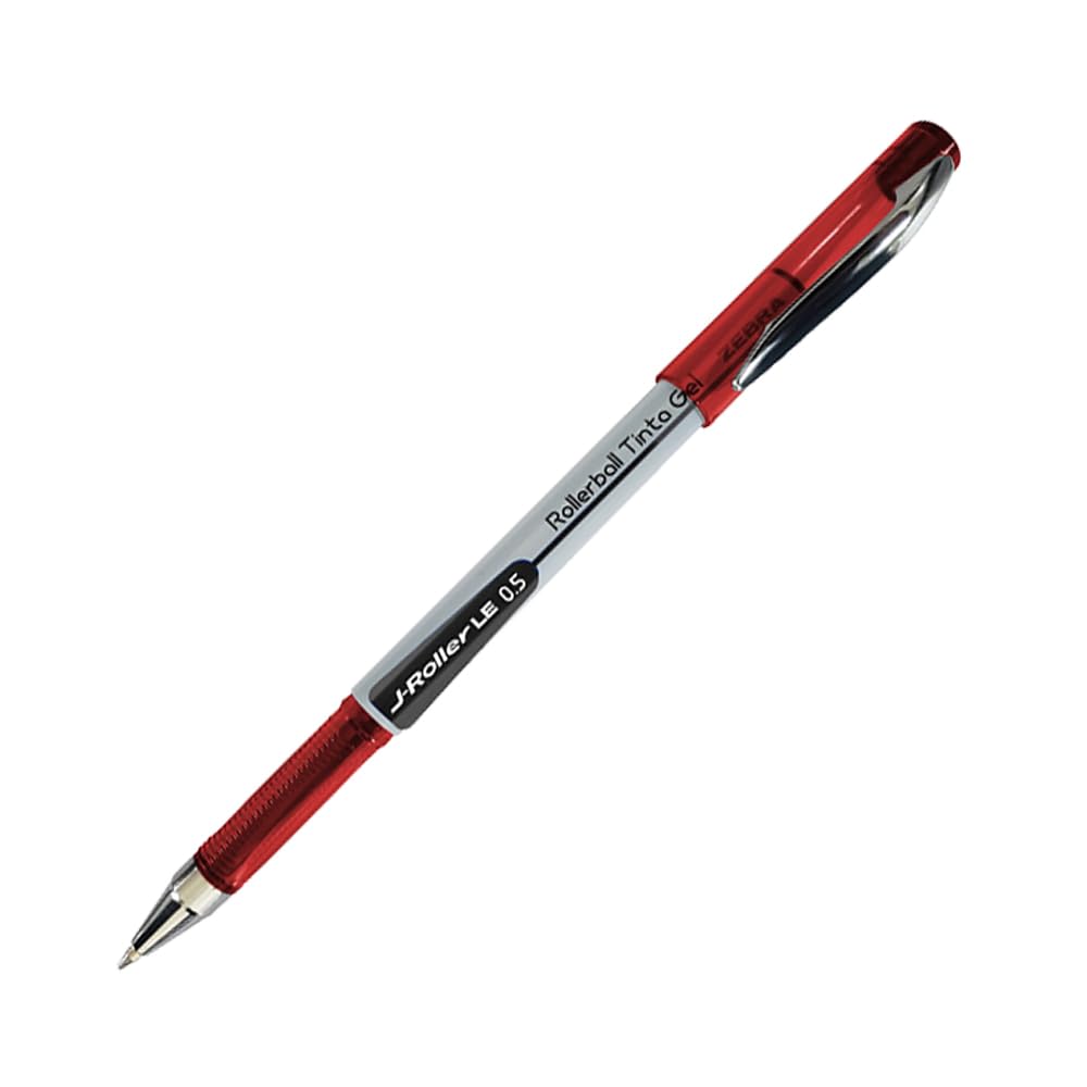 Zebra Bolígrafo De Tinta Gel J-Roller LE Punto Fino (0.5 mm) Caja 12 Piezas Color Rojo.