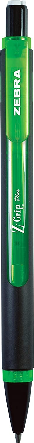 Zebra Z-Grip Plus Portaminas recargable, 0.7 mm, minas y borrador como bono, colores de barril surtidos, Green, Yellow, Blue, Azul, verde, amarillo, 3-unidades
