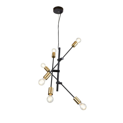 Tecnolite Lámpara de Techo Interior para 6 Focos, Lámpara Colgante Decorativa, Color: Negro Mate, 20CTL8190MVN, Potencia Máxima: 360 Watts, No Incluye Focos.