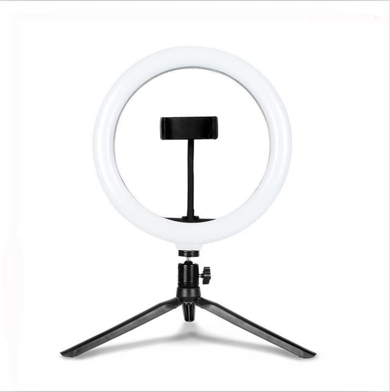 SYINTAO Luz de Relleno Vivo de sobremesa de Anillo Luminoso de 10" con Soporte, 120 Perlas.