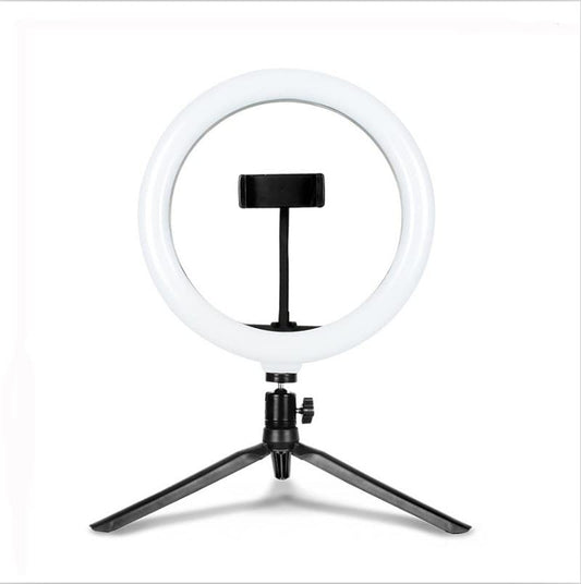 SYINTAO Luz de Relleno Vivo de sobremesa de Anillo Luminoso de 10" con Soporte, 120 Perlas.