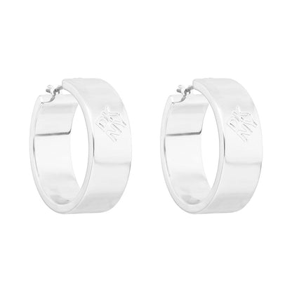 DKNY Aretes Plateado Circular de Metal para Mujer
