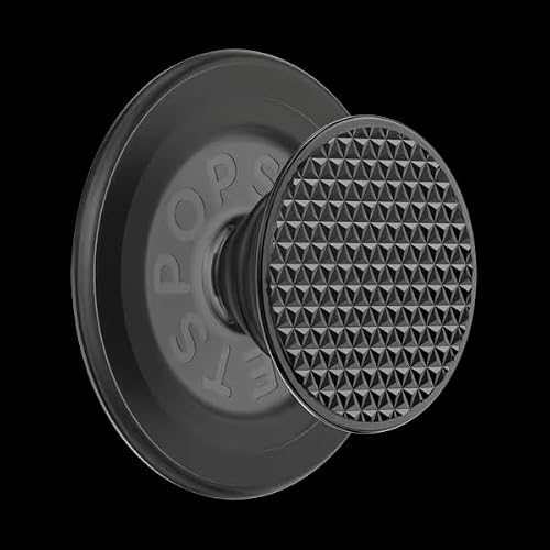 PopSockets - Empuñadura para teléfono MagSafe, Agarre y Soporte magnético Seguro para teléfono, Soporte Manos Libres, Compatible con Carga inalámbrica, triángulo de alumbre moleteado Negro