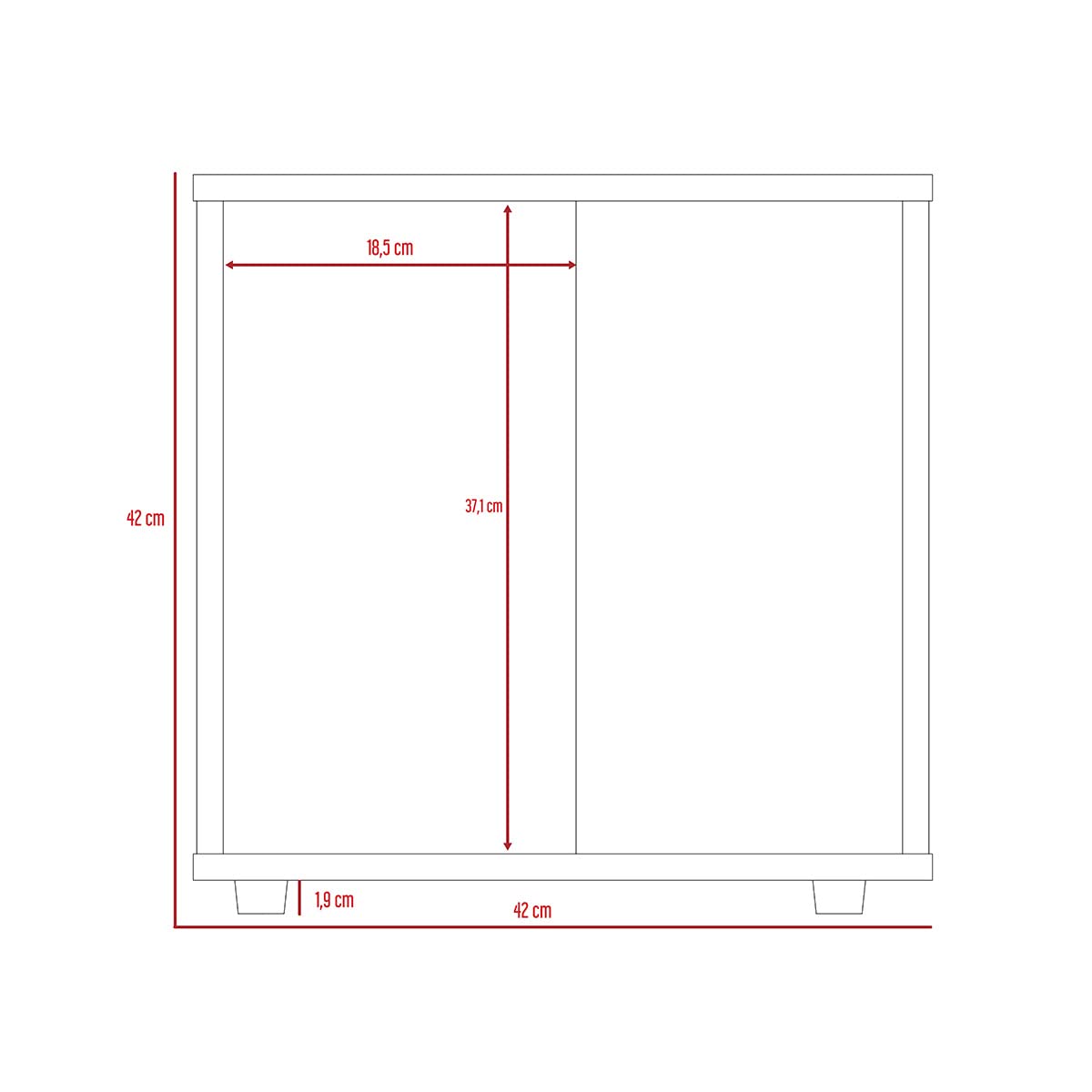 Deco Home KLIK Mesa Auxiliar prana armable, Color Duna, Dimensiones 42 Largo X 40 Ancho X 42 Alto cm, Estilo contemporáneo, con Espacios Laterales