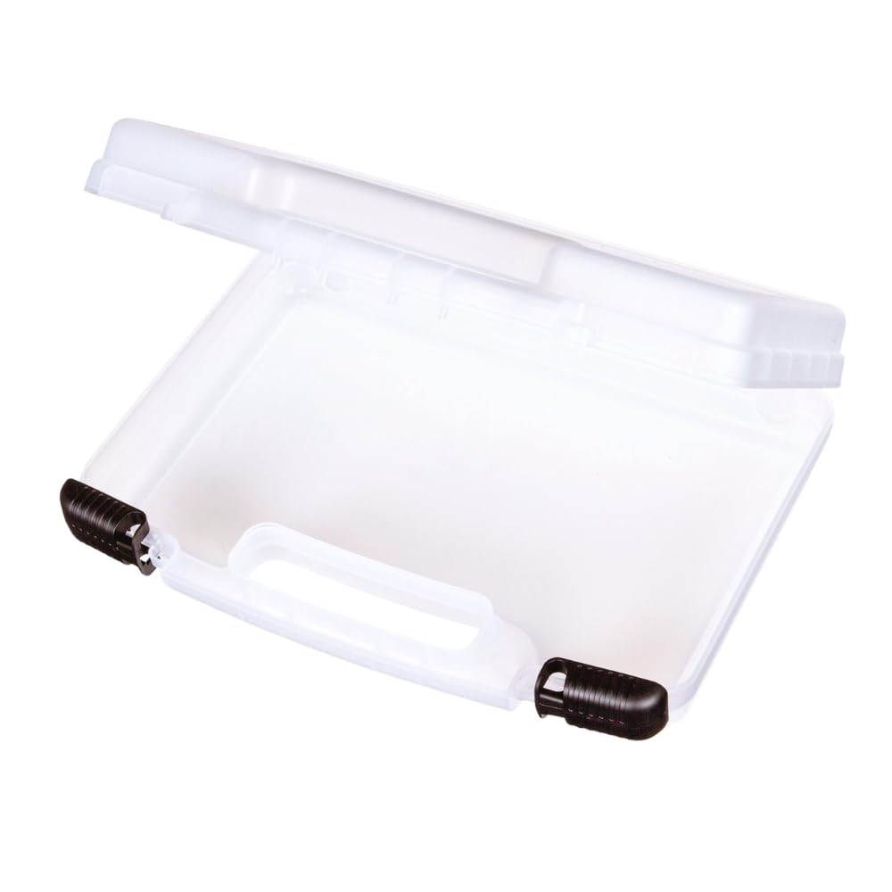 ArtBin Estuche de Transporte de visión rápida, Mediano, 14'', 6 | Pestillos bloqueables, 14 x 3.375 x 10.25 pulgadas, tapa de visión transparente, asa de transporte, portátil, transparente