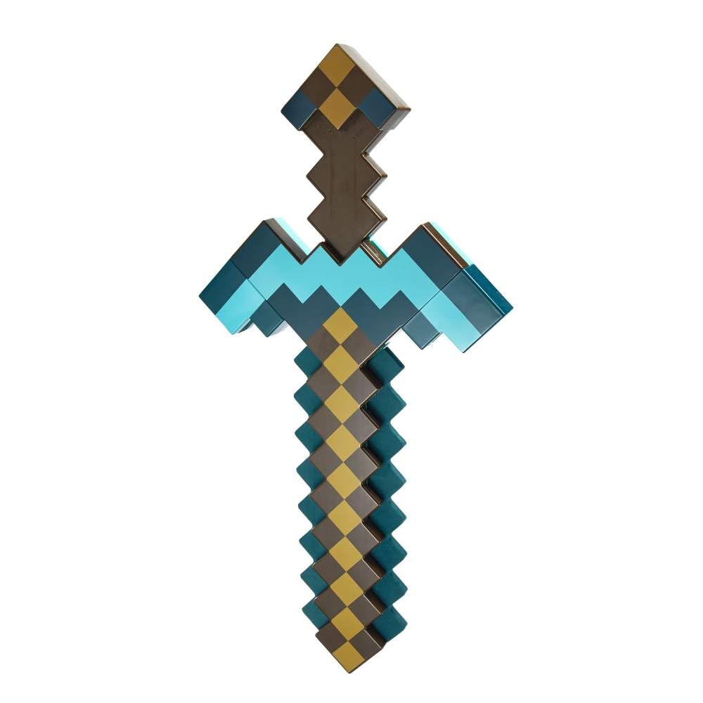 Minecraft Vanilla Juguete Espada-Pico Transformable 2 en 1 Diseño Pixelado Diamante Herramienta de rol Aventuras y Disfraces para niños de 6 años en adelante