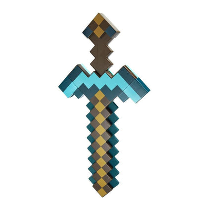 Minecraft Vanilla Juguete Espada-Pico Transformable 2 en 1 Diseño Pixelado Diamante Herramienta de rol Aventuras y Disfraces para niños de 6 años en adelante