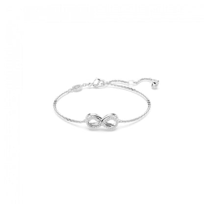 Swarovski Pulsera Hyperbola, Símbolo del infinito, Blanca, Baño de rodio