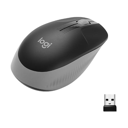 Logitech M190 Mouse Inalámbrico, Diseño Curvo Ambidiestro, Batería 18 Meses con Modo Ahorro, Receptor USB, Cursor y Desplazamiento Preciso, Compatible con PC, Mac, Laptop - Negro/Gris