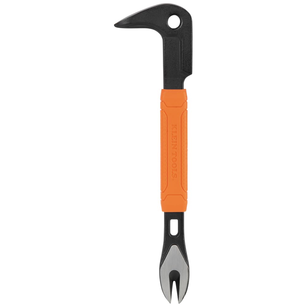 Klein Tools 66091 - Extractor de uñas con hoyuelos integrado, barra de palanca de patas de acero al carbono de alta resistencia, 8 pulgadas