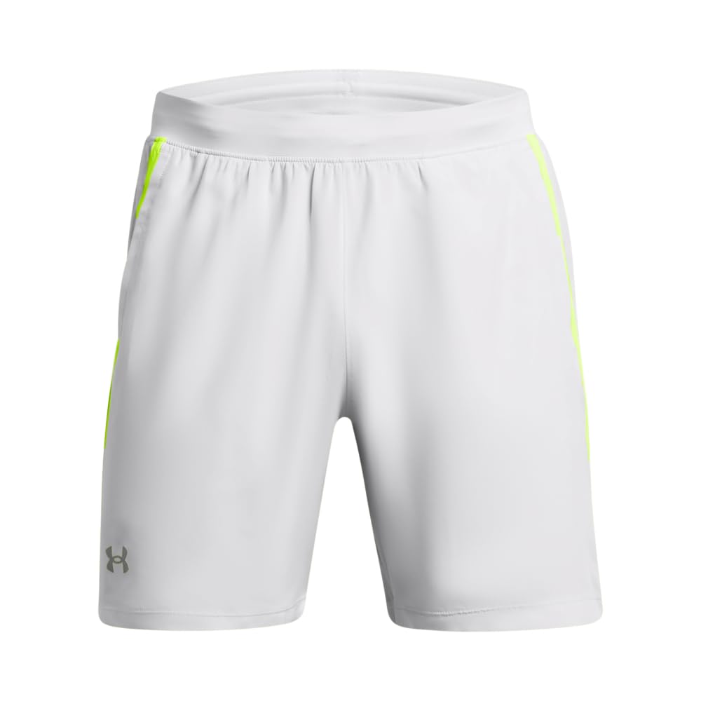 Under Armour UA Launch Shorts para Correr Hombre - XS - (014) Gris halo, amarillo de alta visibilidad, reflectante