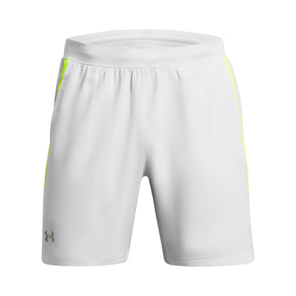 Under Armour UA Launch Shorts para Correr Hombre - XS - (014) Gris halo, amarillo de alta visibilidad, reflectante