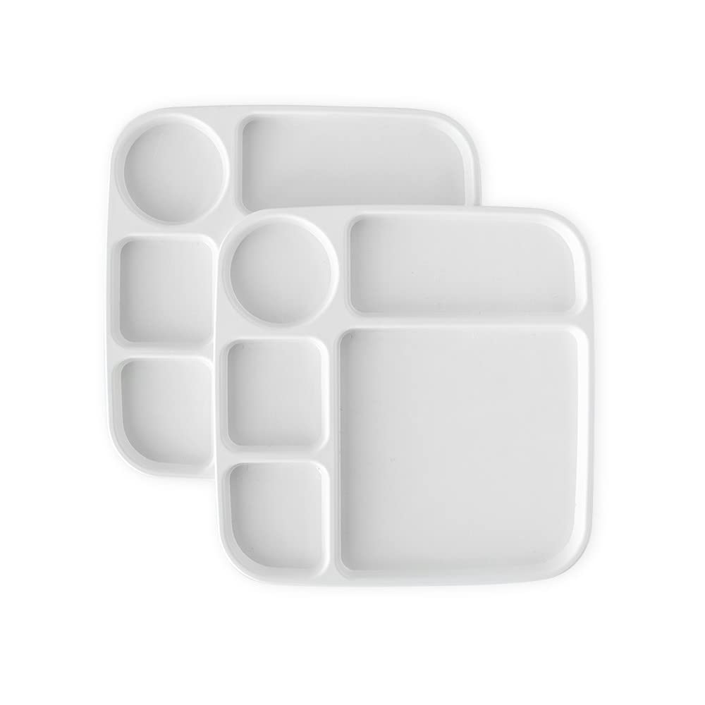 Nordic Ware - Juego de 2 bandejas divididas para comidas, color blanco, polipropileno apto para microondas