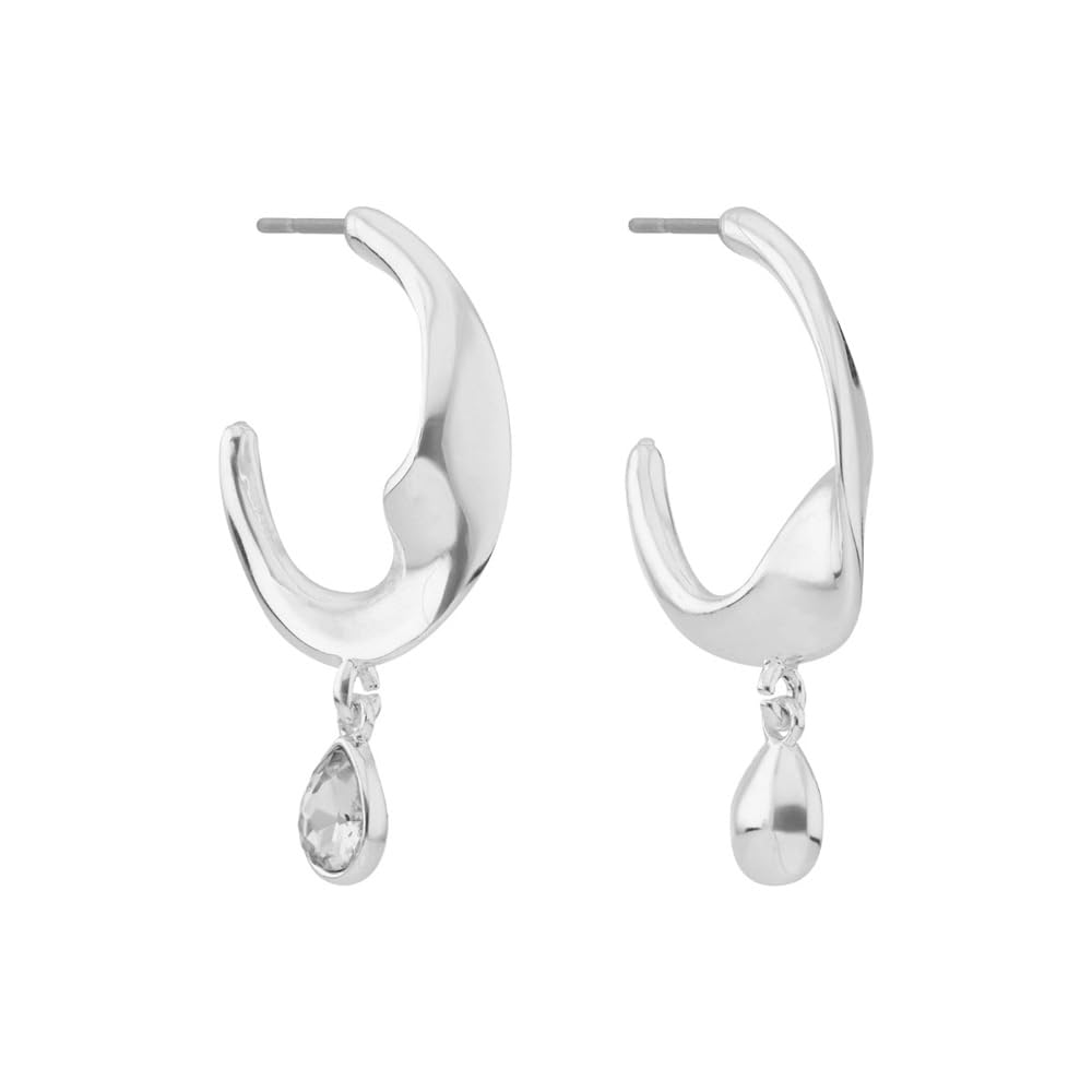Nine West Aretes Color Plateado Twisted Crystal Stones En Forma Varias De Terminado Brillante para Mujer