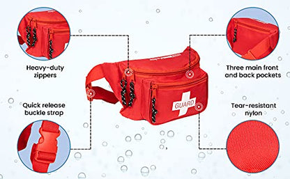 Primacare KB-8004 Riñonera Vacía de Primeros Auxilios para Emergencia, 8 x 5 x 3 Pulgadas, Rojo