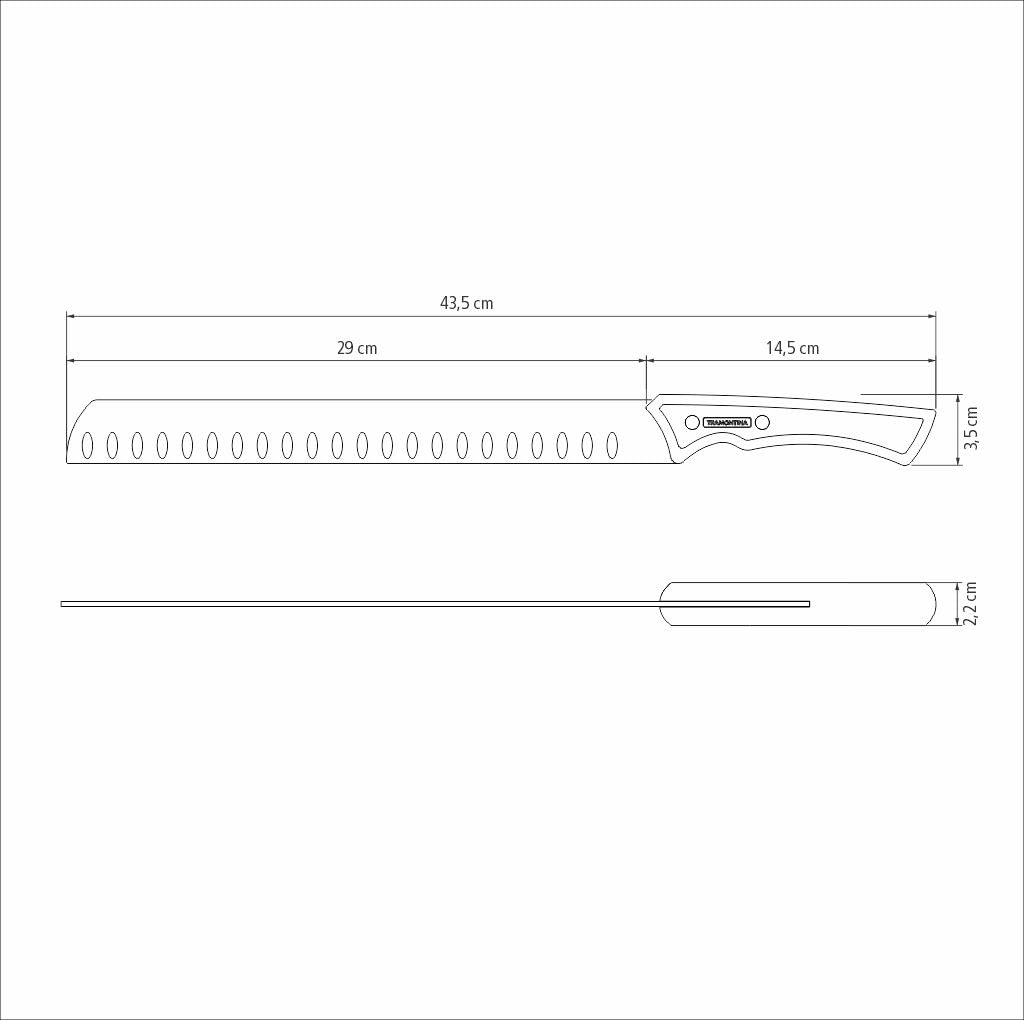 TRAMONTINA - Cuchillo Slicer Churrasco Black, con Lámina de Acero Inoxidable Oscurecido, Mango de Madera y Remaches de Acero Inoxidable, Cubierto para Cortes Grandes de Carne, Tamaño de 12"