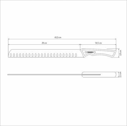 TRAMONTINA - Cuchillo Slicer Churrasco Black, con Lámina de Acero Inoxidable Oscurecido, Mango de Madera y Remaches de Acero Inoxidable, Cubierto para Cortes Grandes de Carne, Tamaño de 12"