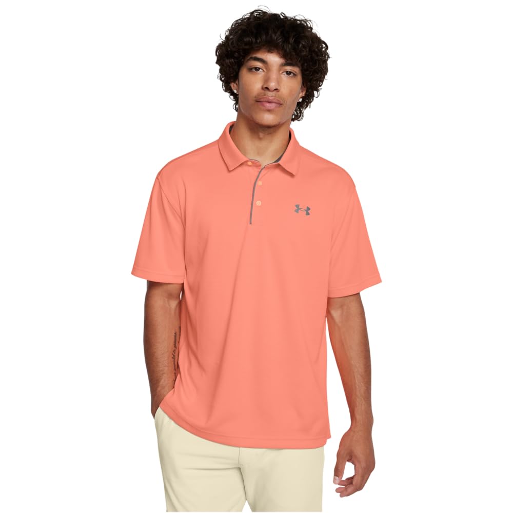 Under Armour Tech Polo de Golf para Hombre - (897) Naranja acampanada - Gris tono - Gris halo - XXL