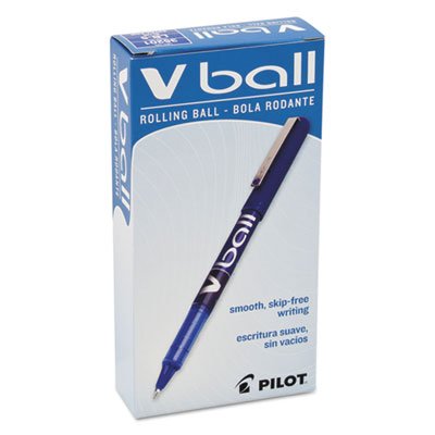 Pilot VBall Bolígrafos de tinta líquida con punta redonda, punta extra fina, Bolígrafo, Azul, Caja de 12