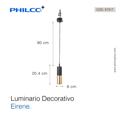 Philco Luminario Decorativo Eirene. Potencia 7 W, Temperatura de color: 3,000K, luz cálida, vida útil de 30,000 horas, cable suspensión de 1 metro