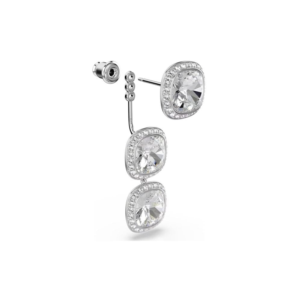 Pendientes Una Angelic, Talla cojin, Blancos, Acabado en rodio