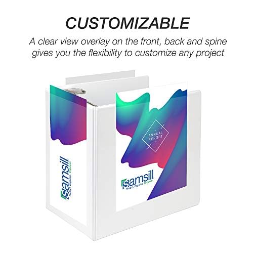 Samsill Carpeta duradera de 3 anillas de 6 pulgadas, fabricada en Estados Unidos, con anillo en D FSC 100% reciclado aglomerado, blanco, paquete de 2
