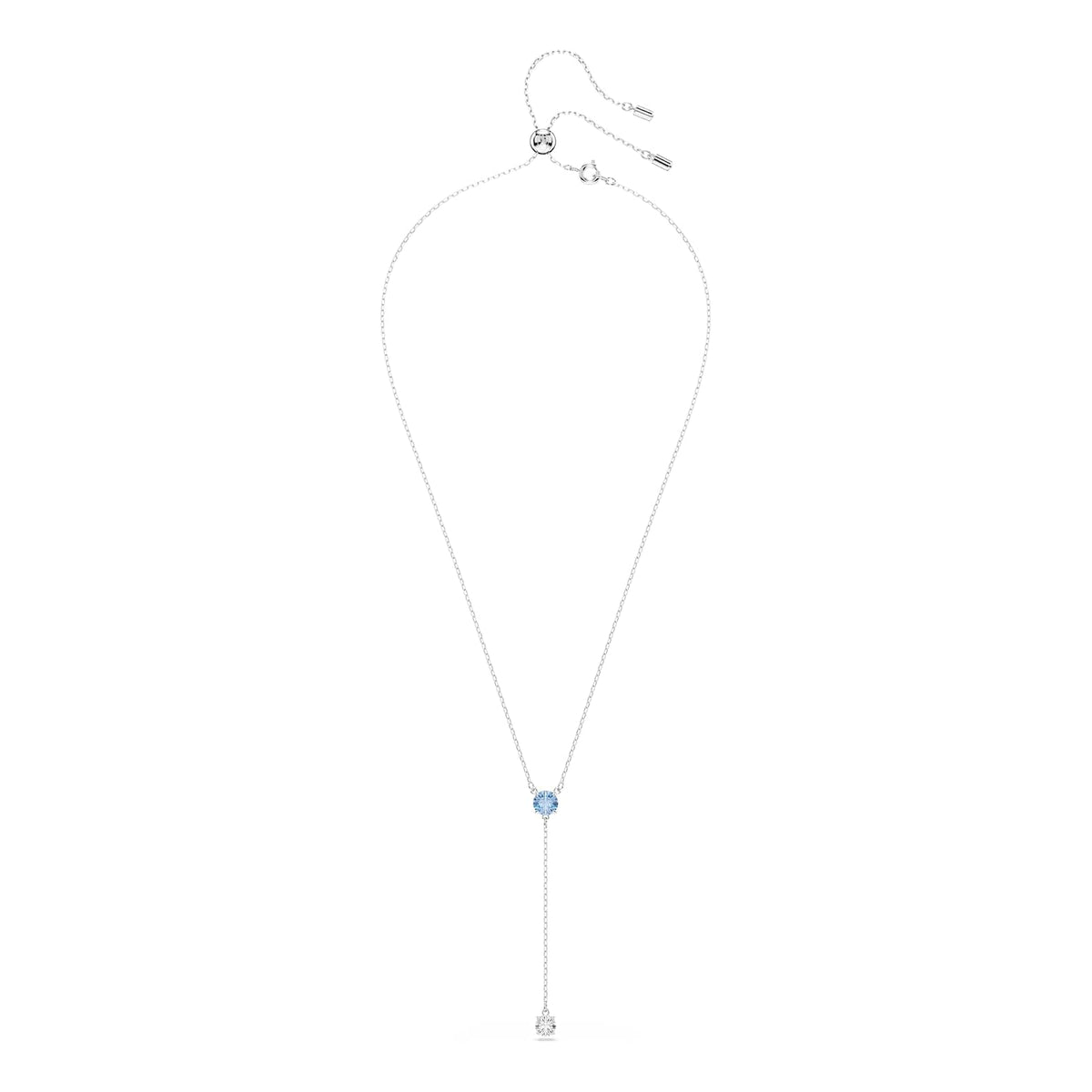 Swarovski Collar en Y Stilla Attract, Talla redonda, Azul, Baño de rodio