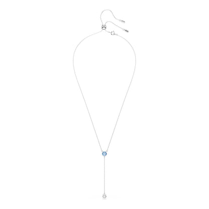 Swarovski Collar en Y Stilla Attract, Talla redonda, Azul, Baño de rodio