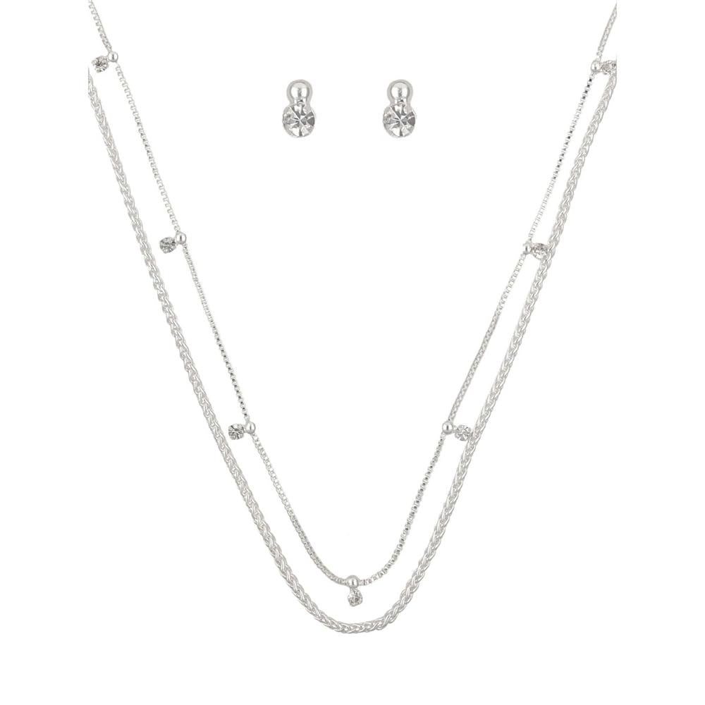 Nine West Box Set Color Plateado De Terminado Brillante Contenido 1 Par De Aretes Y 1 Collar para Mujer
