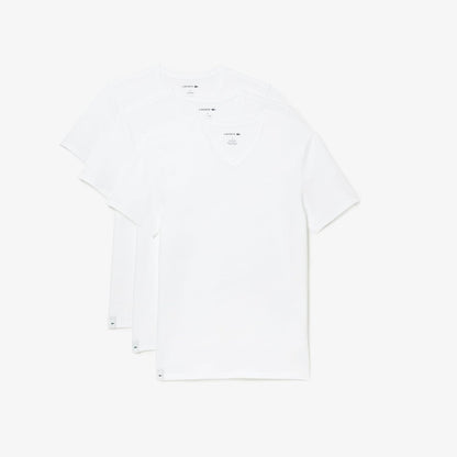 Lacoste Essentials - Paquete de 3 Camisetas 100% algodón de Ajuste Regular con Cuello en V Capa de Base Superior para para Hombre