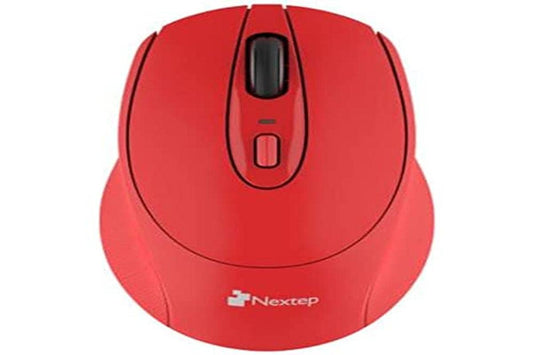 Nextep NE-411E Mouse Inalámbrico Ergónomico USB 1600 dpi, Batería Incluida, Color Rojo