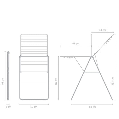 BRABANTIA | Tendedero de Secado para Ropa | Negro Mate | 20 m de Secado | Plegable y Resistente